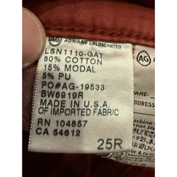 Adriano Goldschmied AG Womens Red The Stilt Cigarette Leg Jeans Size 25R USA - Picture 6 of 10